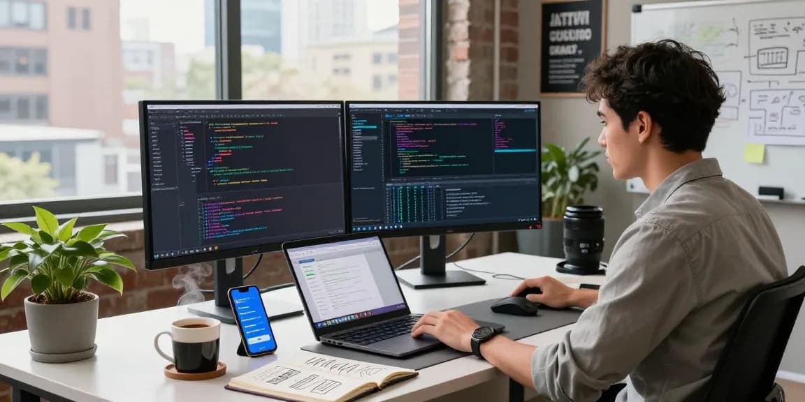 Developer utilizing openclaw skill in a vibrant modern workspace with coding tools and collaboration elements.