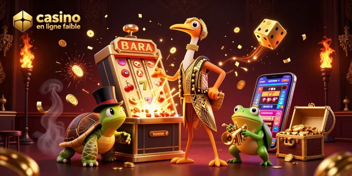 Jouez au casino en ligne fiable avec des jeux de machines à sous et des personnages colorés et festifs.