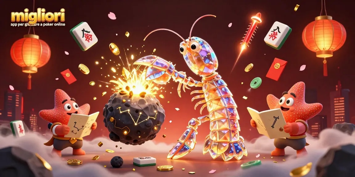 Migliori app per giocare a poker online in un'illustrazione 3D con elementi di gioco e casino
