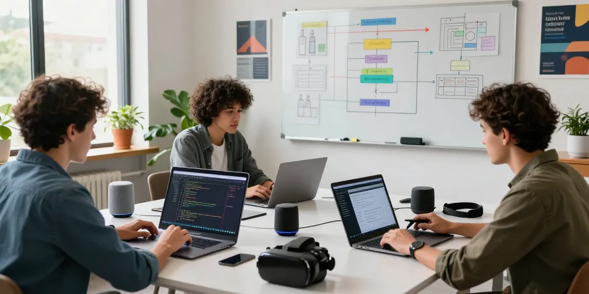 Team collaborating on kecak4d software development in a modern workspace.