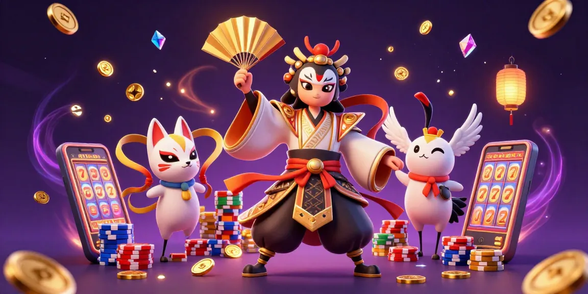 NAGA188 menghadirkan ilustrasi kasino penuh warna dengan pejuang kabuki dan elemen permainan.