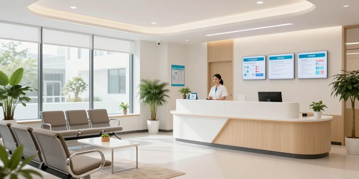 Modern healthcare clinic showcasing patient care services, featuring link bl555 for easy access to medical assistance.