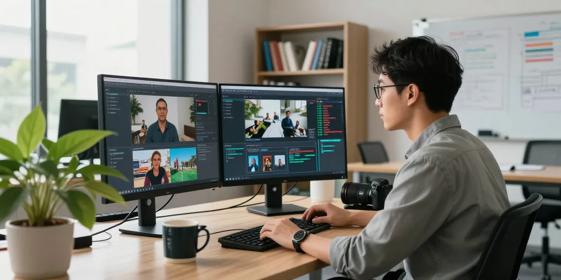 AI image detector in action at a tech workspace, showcasing professionals analyzing data and algorithms.