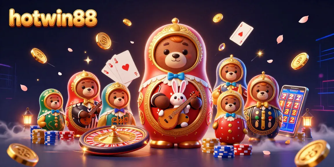 Engage with hotwin88's vibrant online casino experience featuring animated gambling characters and elements.