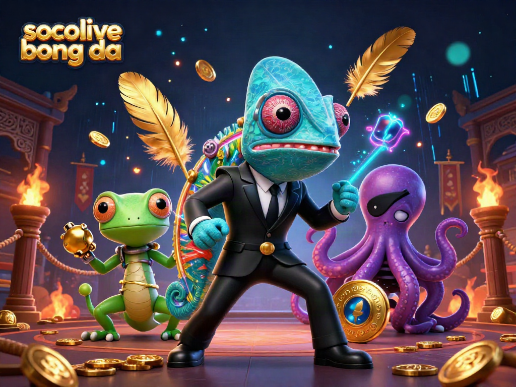 Socolive bong da showcases thrilling live football action with vibrant 3D characters in a dynamic gambling scene.
