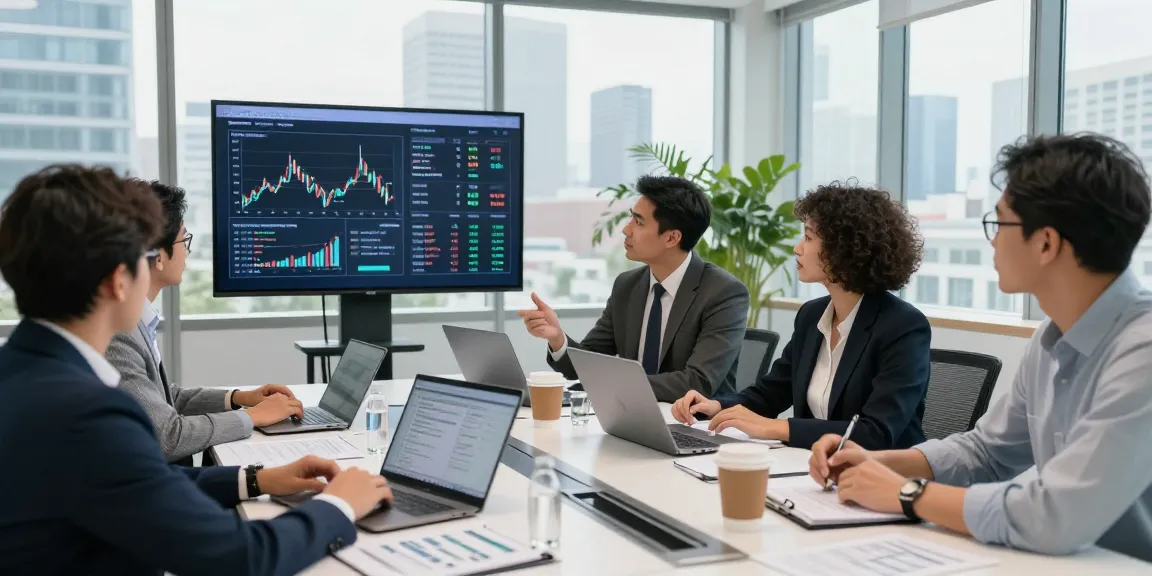 Collaborating finance professionals analyzing investment strategies with Third Eye Capital in a modern office.