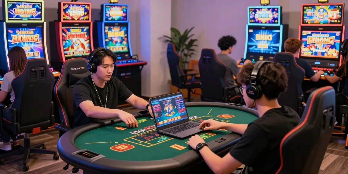 Exciting gaming scene featuring diverse players engaging in game bài đổi thưởng activities with modern gaming setups.