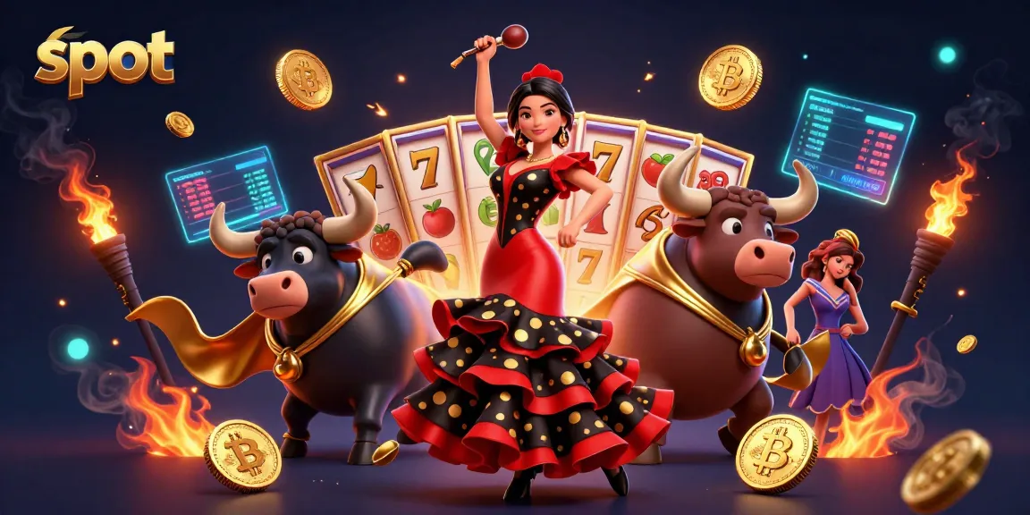 Spin the slot reels with engaging graphics of a 3D woman in a flamenco dress and a cartoon bull.