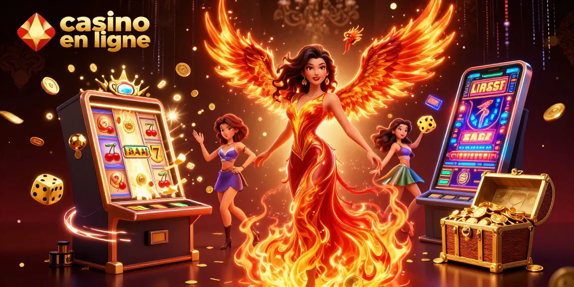 Experience excitement at casino en ligne with vibrant 3D illustration showcasing slot machines and energetic elements.