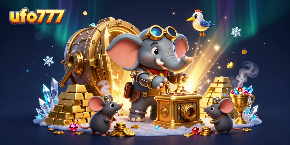 Spin to win at ufo777 with a vibrant steampunk casino scene filled with gold!