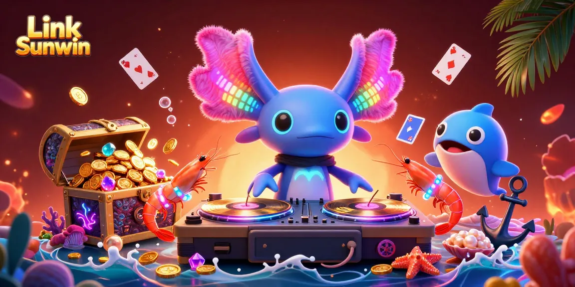 Spin to win with Link Sunwin in this vibrant underwater casino scene!