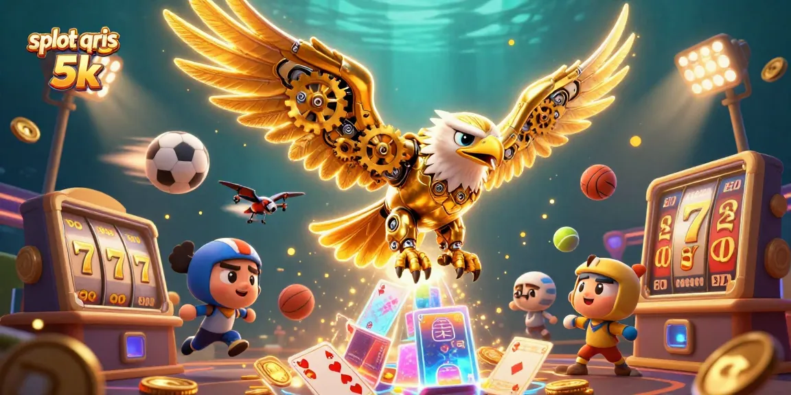 Experience thrilling wins with slot qris 5k: Dive into a dynamic 3D casino illustration.