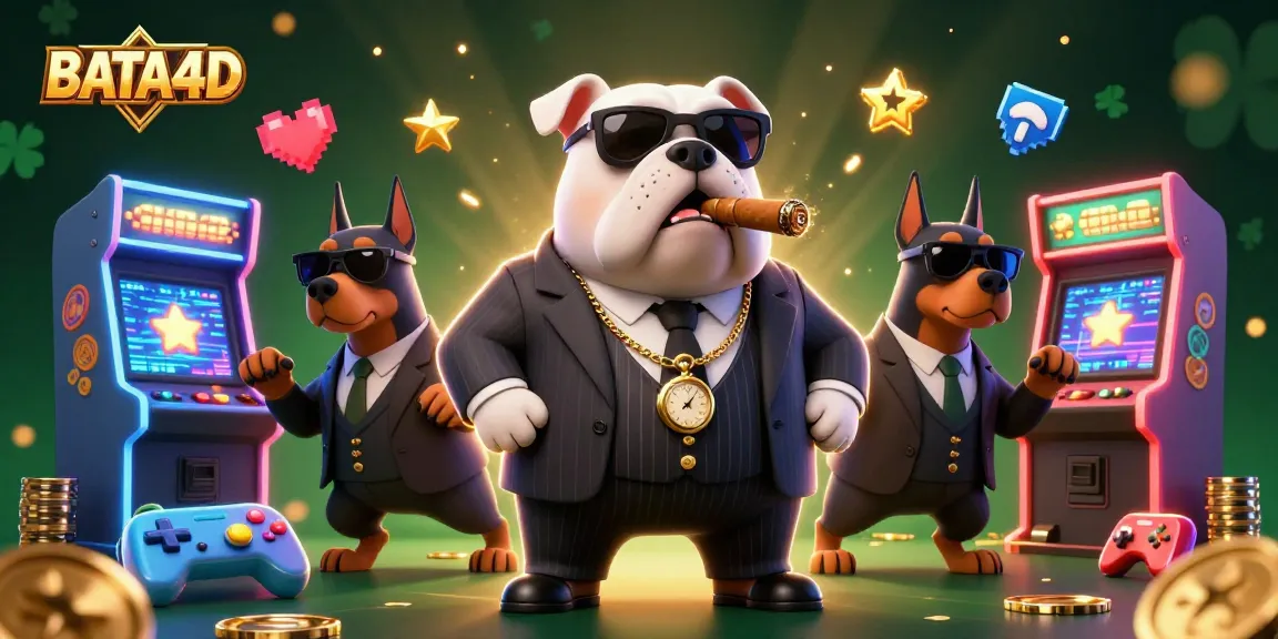 BATA4D players enjoy a vibrant casino atmosphere with a mafia bulldog and Doberman bodyguards.